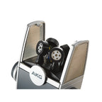 AKG Lyra USB Microphone showing its sleek design and multiple connection options for high-quality audio recording.