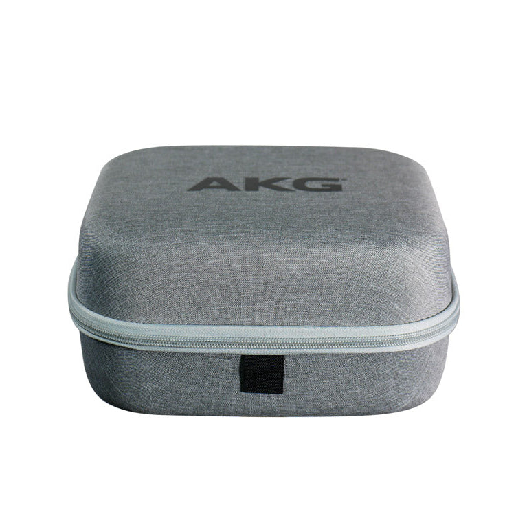 AKG hard shell headphone carry case for DJ headphones, durable protective case with zipper closure and handle for easy transport.