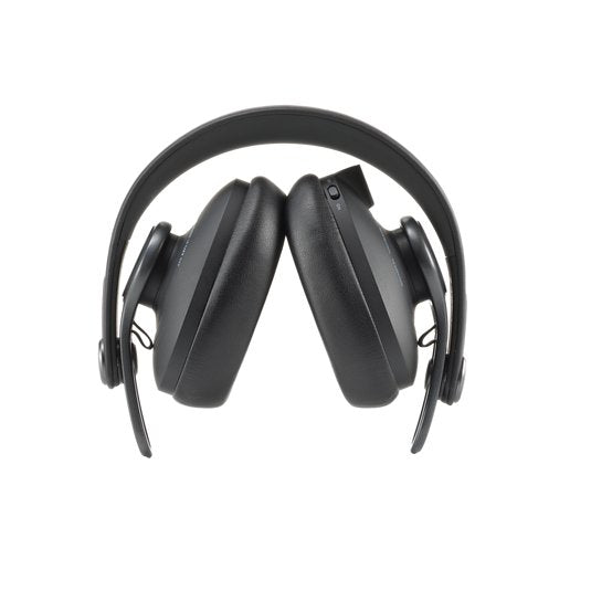AKG K371BT Bluetooth over-ear closed-back foldable studio headphones with ear cups and headband, black color.