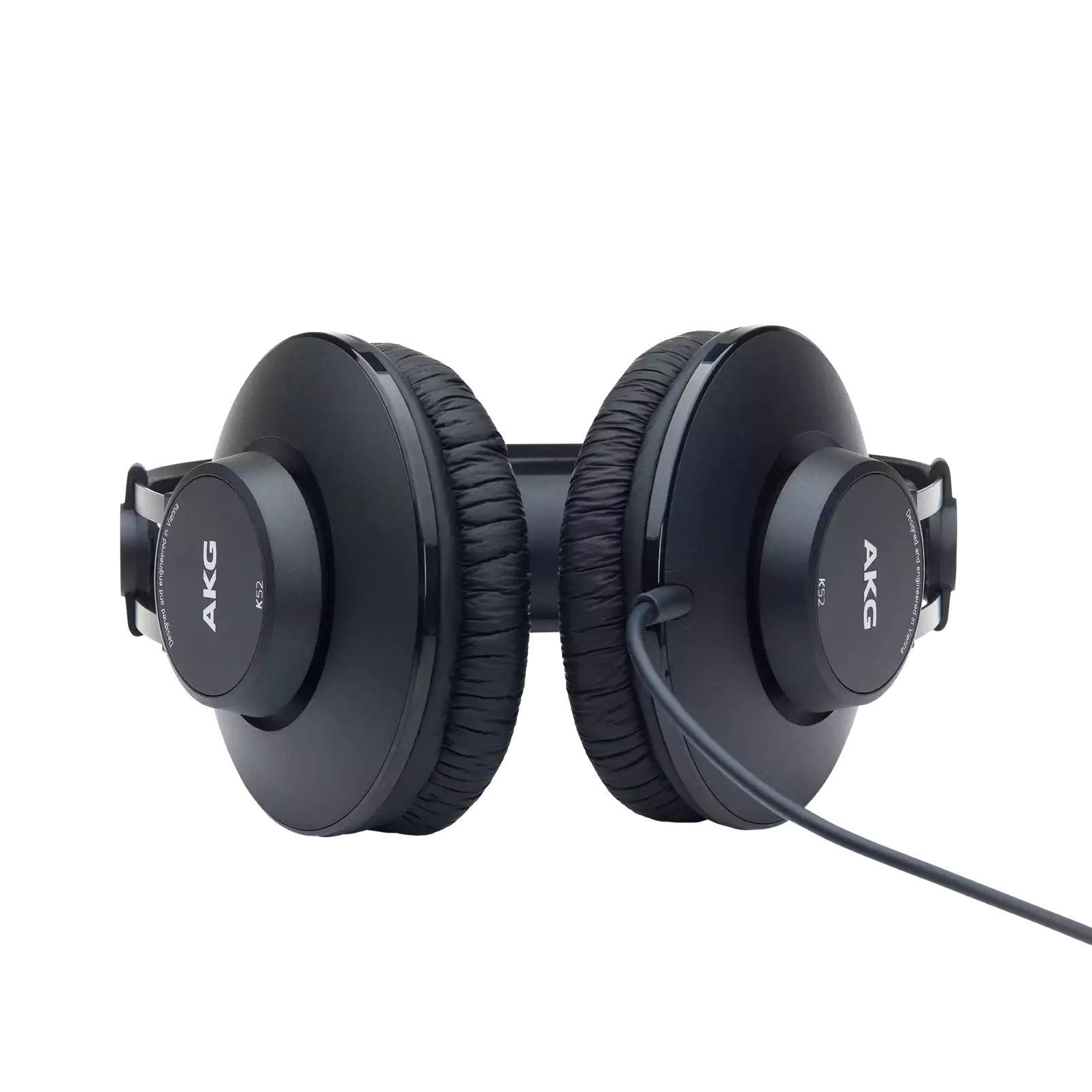 AKG K52 closed-back studio headphones with over-ear design and padded headband, black color, and large ear cups for comfortable listening.