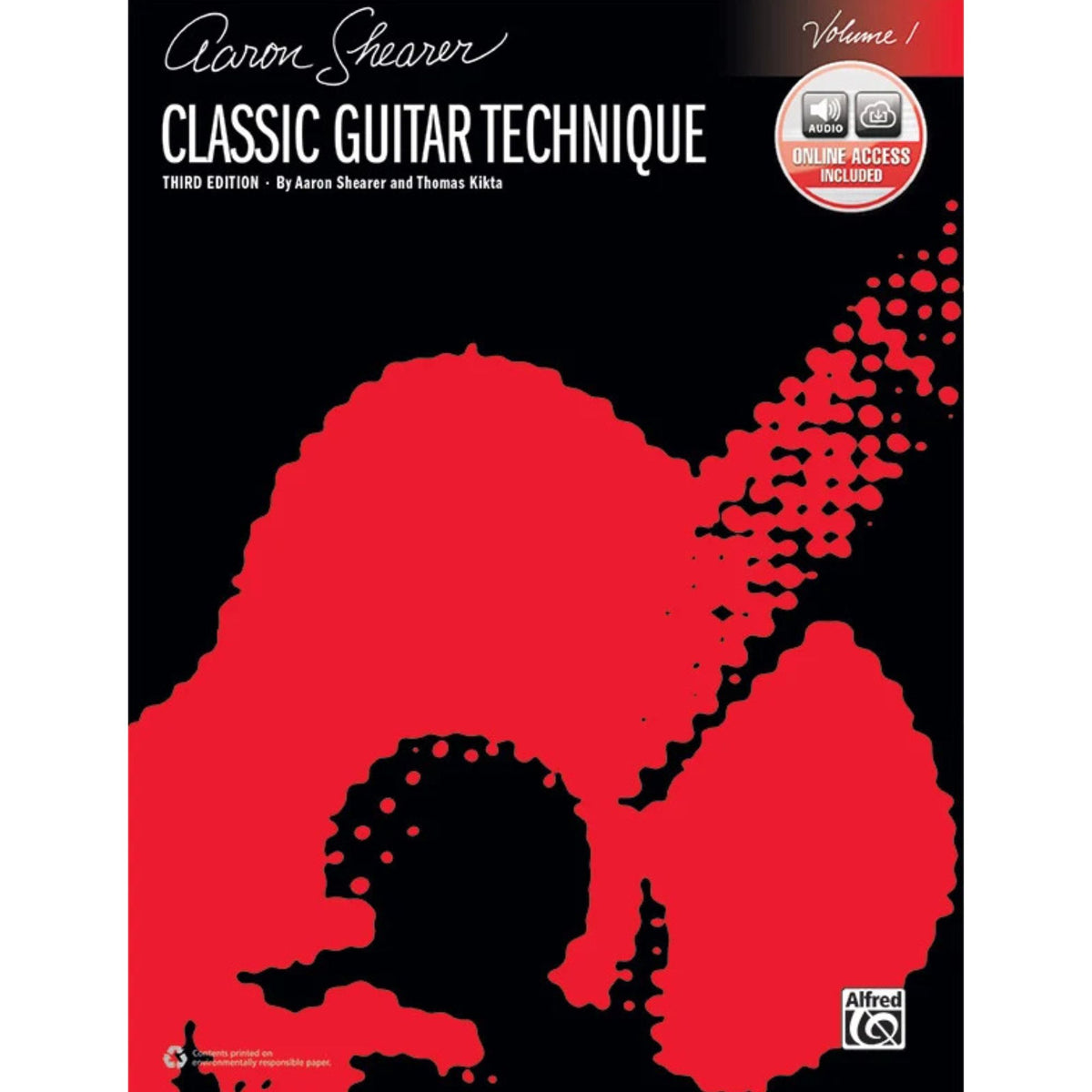 Aaron Shearer Classic Guitar Technique Vol. 1 book by Alfred's Music, showing the cover with guitar illustrations and instructional content.