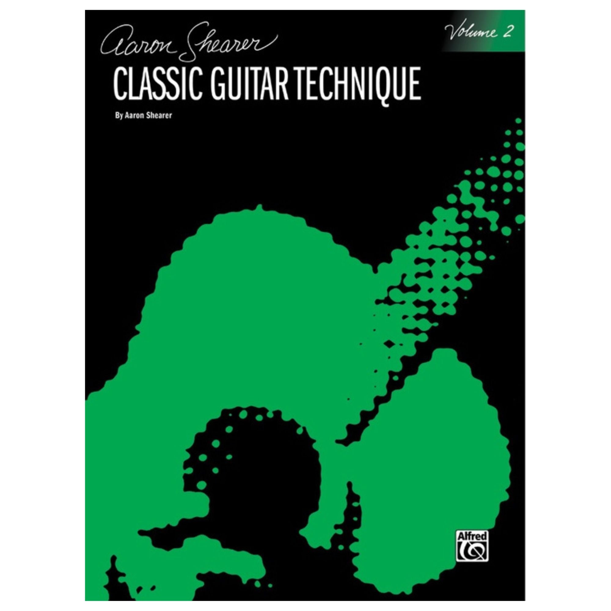 Aaron Shearer Classic Guitar Technique Vol. 2 book showing sheet music and guitar exercises for classical guitar practice.