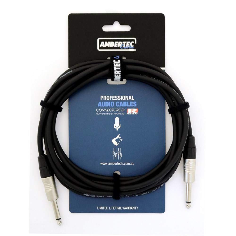 Ambertec Guitar Cable REAN Connectors Straight Black 3m