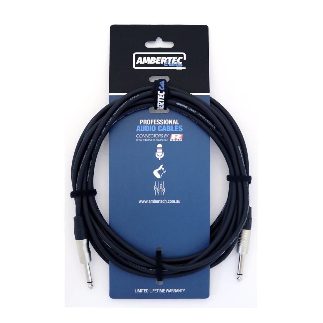Ambertec Guitar Cable REAN Connectors Straight Black 6m