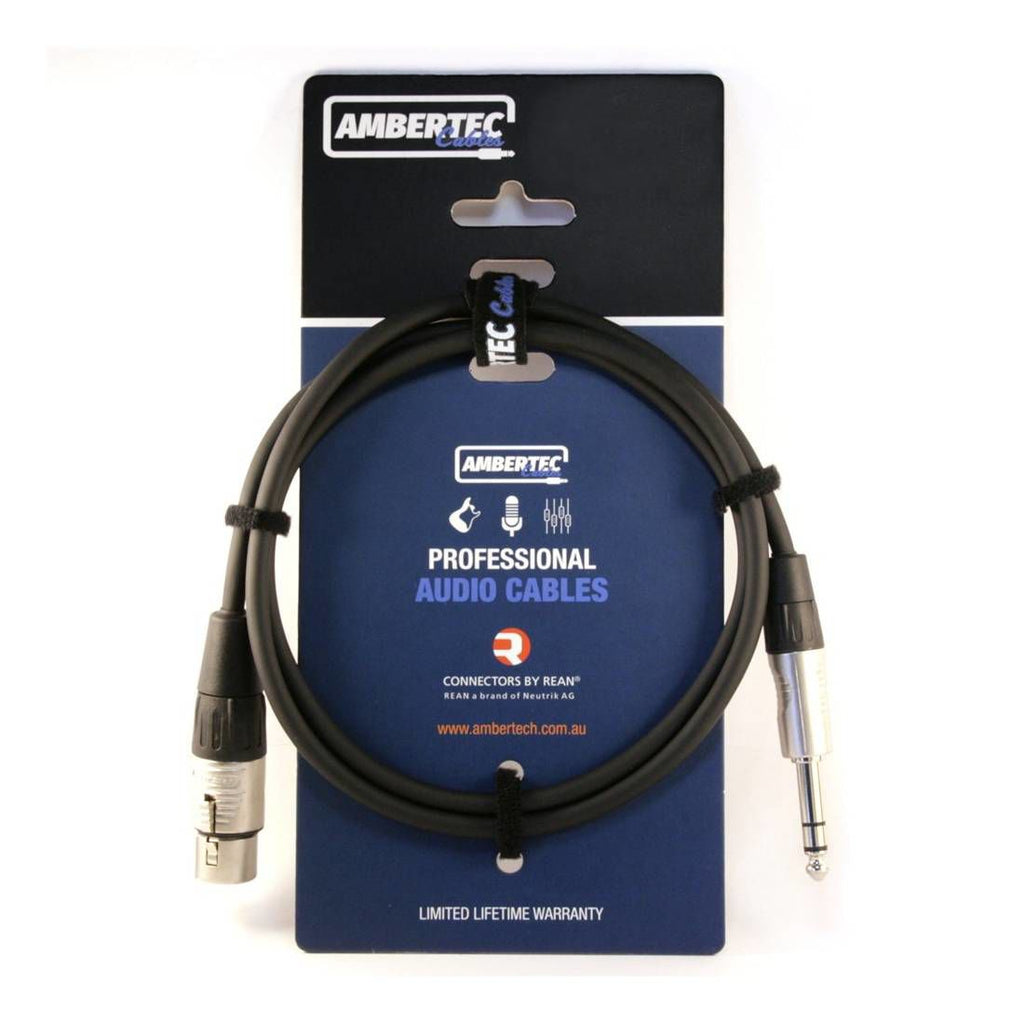 Ambertec Microphone Cable REAN XLR Female to 6.35mm TRS Plug 1m
