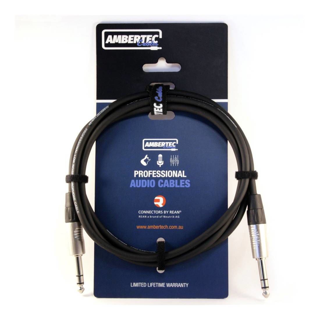 Ambertec Balanced Cable REAN 6.35mm TRS Plug to 6.35mm TRS Plug 3m