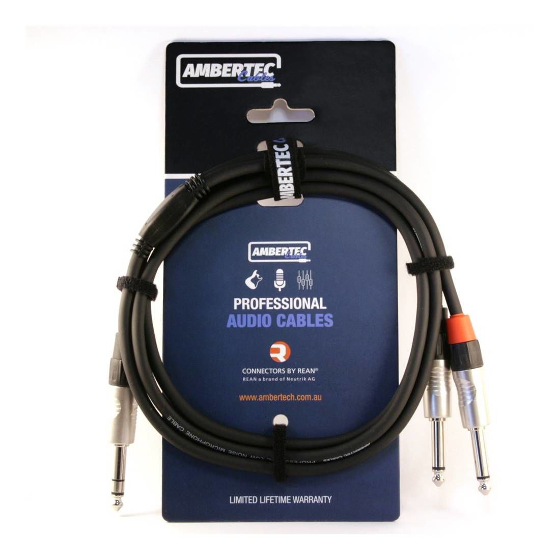 Ambertec Y Cable REAN 6.35mm TRS Plug - 2 x 6.35mm TS Plug 1.5m