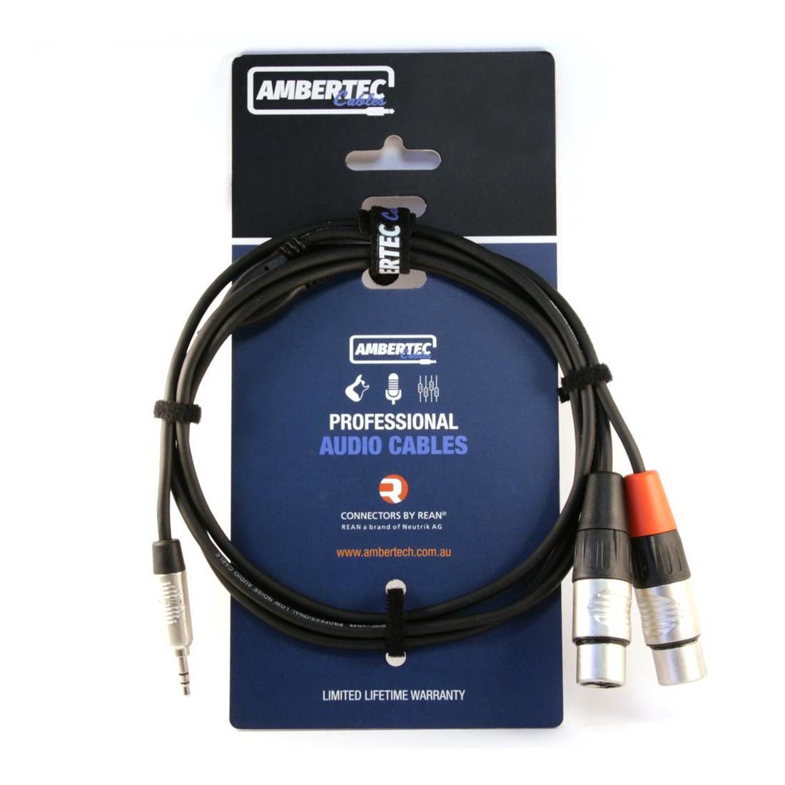 Ambertec Y Cable REAN 3.5mm TRS Plug - 2 x XLR Female 1.5m