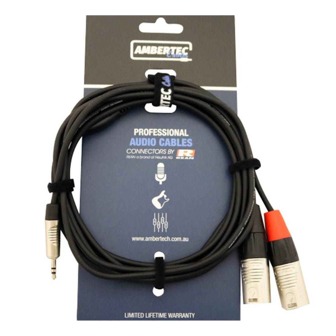 Ambertec Y Cable REAN 3.5mm TRS Plug - 2 x XLR Male 1.5m