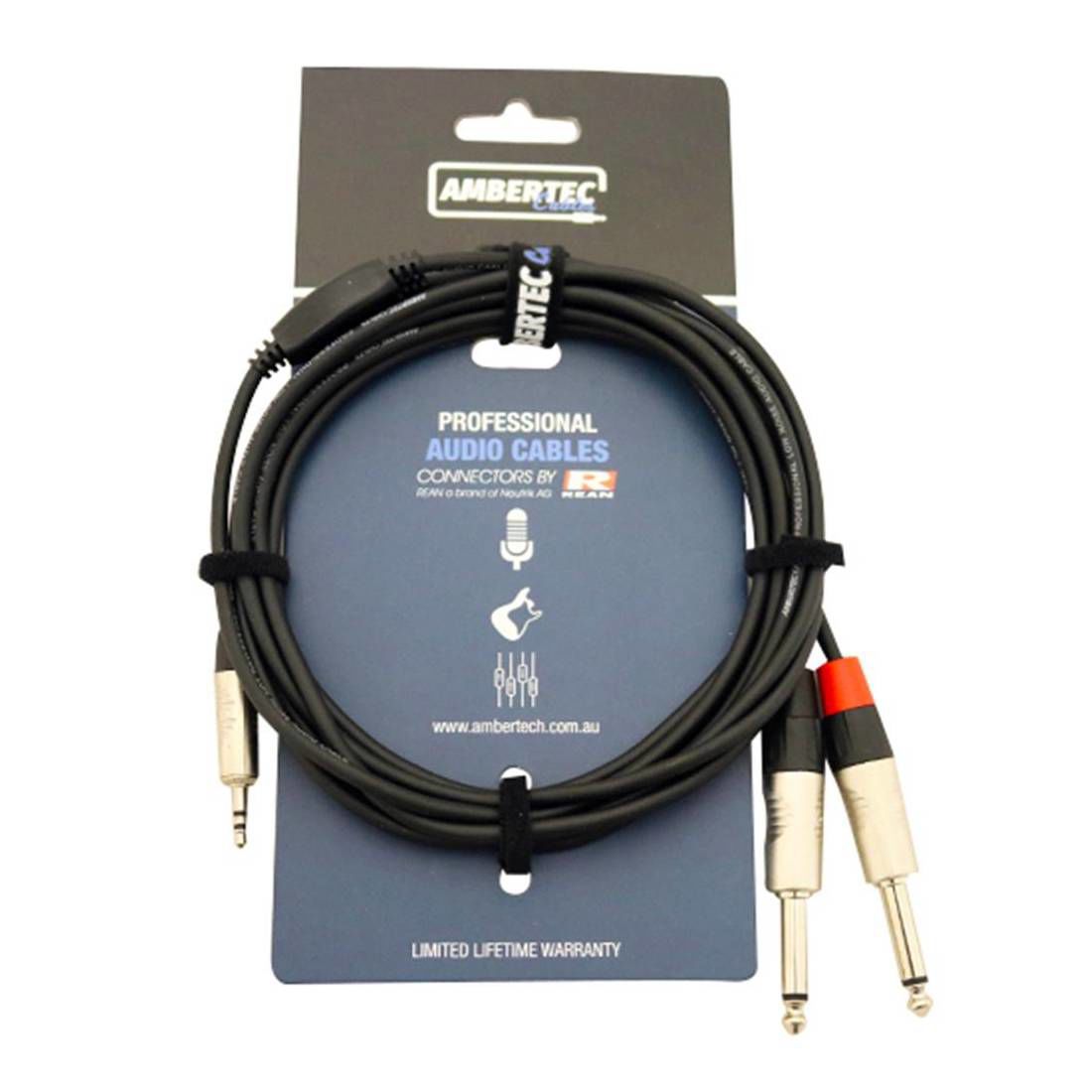 Ambertec Y Cable REAN 3.5mm TRS Plug - 2 x 6.35mm TS Plug 3m