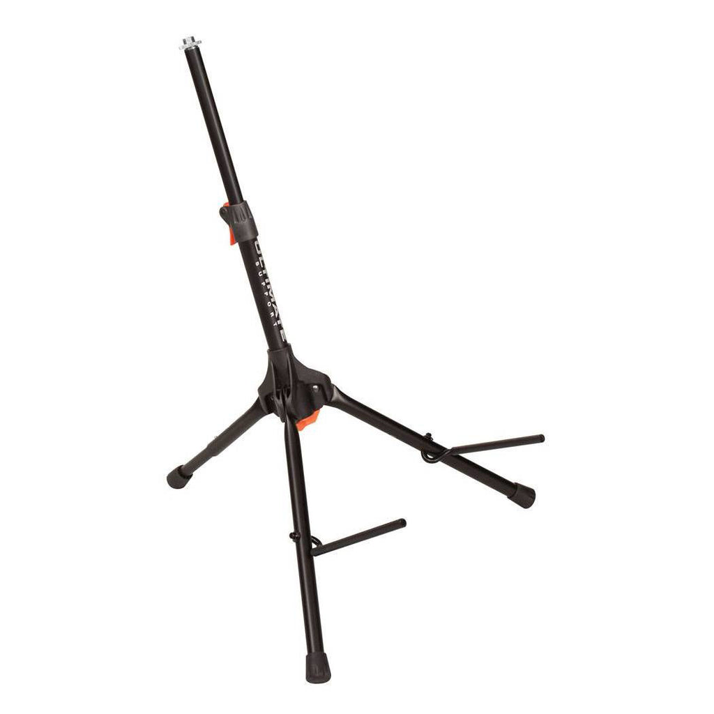 Ultimate Support AMP-150 guitar amp stand with adjustable height and sturdy build, designed for secure amplifier placement.