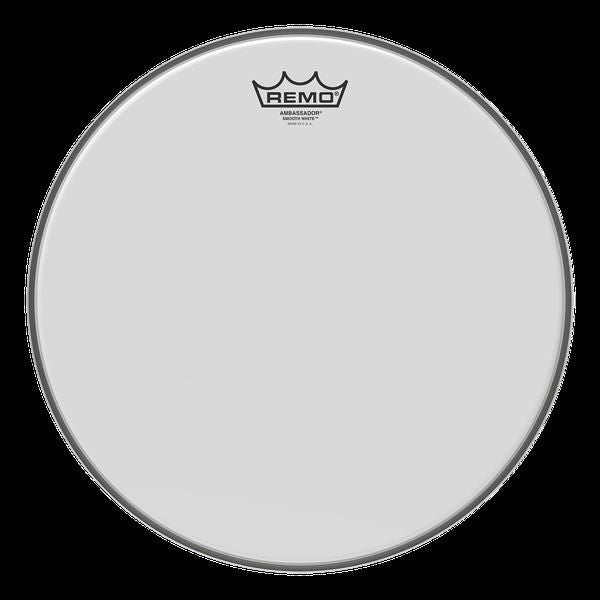 Remo Ambassador Smooth White 14-inch drumhead, high-quality drum head for percussion instruments, with a smooth white surface.