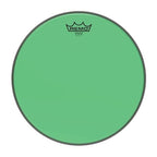 Remo Colortone Emperor 13-inch green drum head for drums with vibrant green color and Remo branding, suitable for drum kits.
