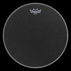 Remo Emperor Black Suede 12-inch drumhead with a smooth black suede surface, designed for a warm, resonant drum sound.