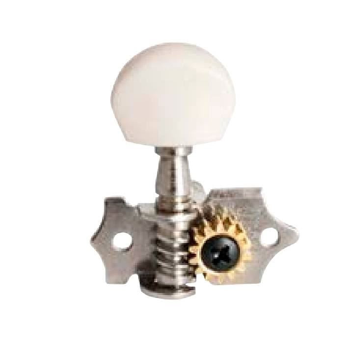 Mahalo BU58 Geared Machine Head Nickel Plated with White Button (Left Side)