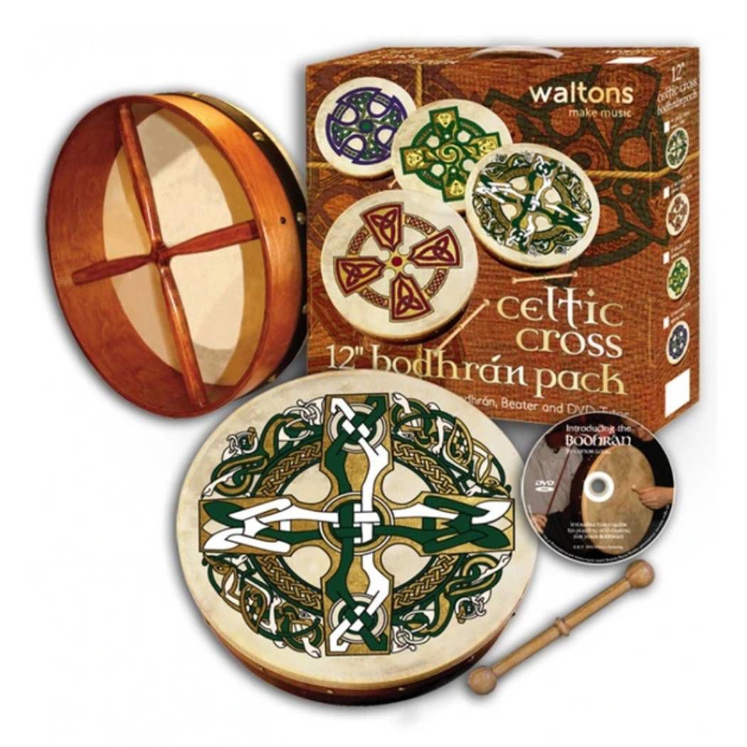 Waltons DWP1932 12in ‚ÄúGaelic Cross‚Äù Print Bodhran Pack