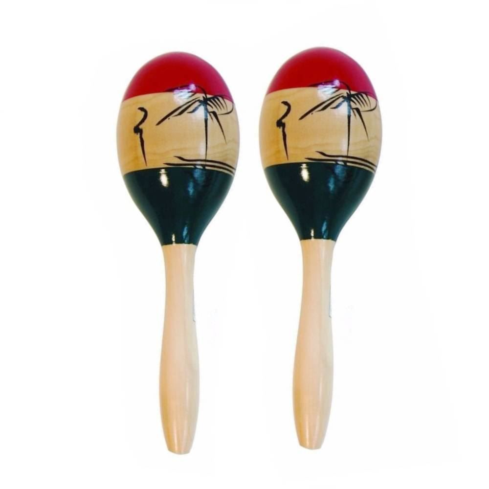 Mano Percussion 10inch Wooden Maracas - Tropical Theme
