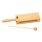 Mano Percussion Wood Tone Block with Handle - 7inch Long