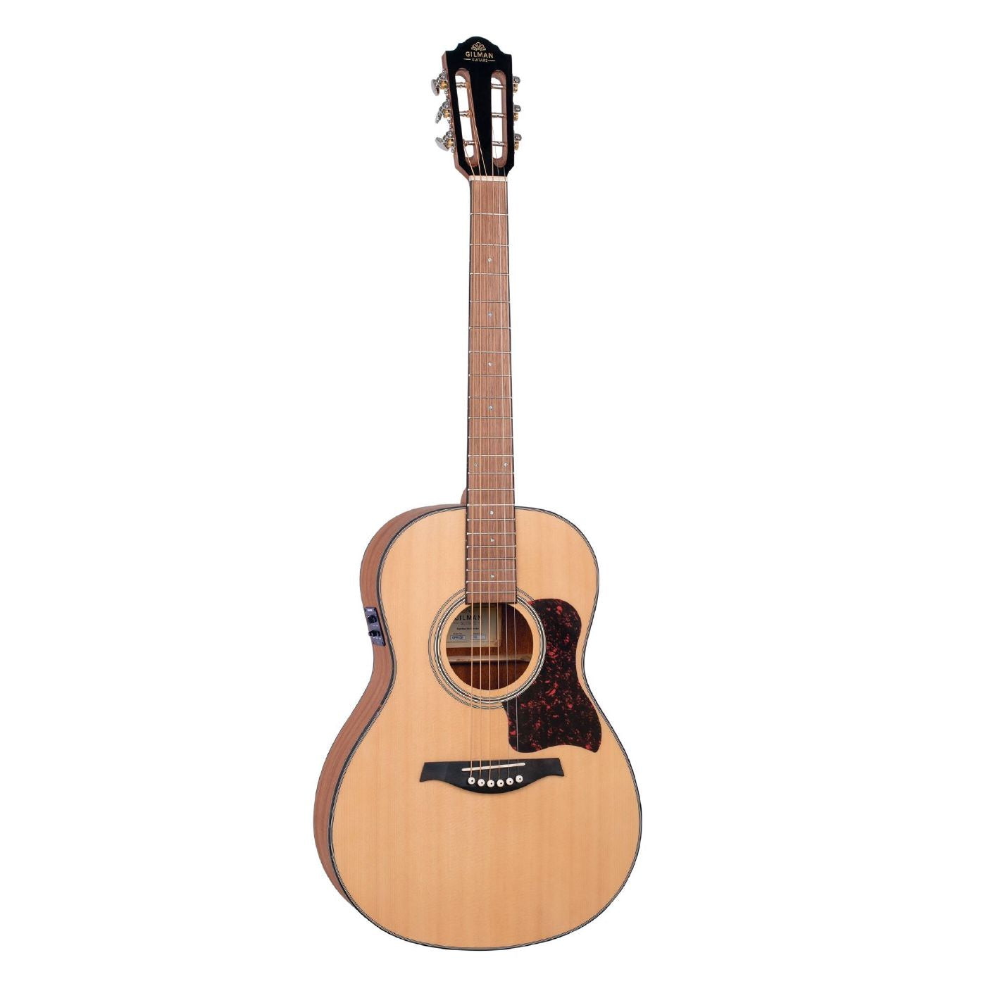 Gilman GPA10E Parlour Acoustic Guitar with Spruce Top & Pickup in Natural Satin