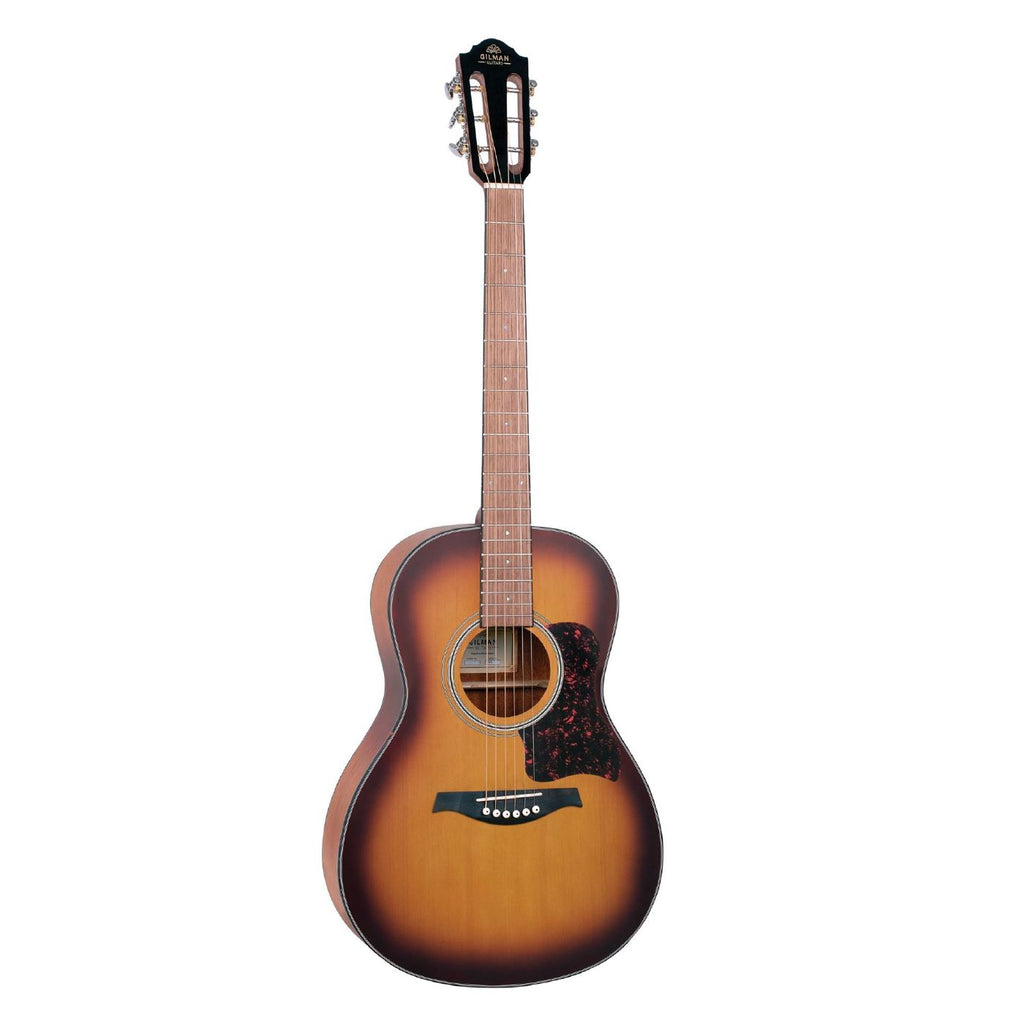 Gilman GPA10 Parlour Acoustic Guitar with Spruce Top in Tobacco Sunburst Satin