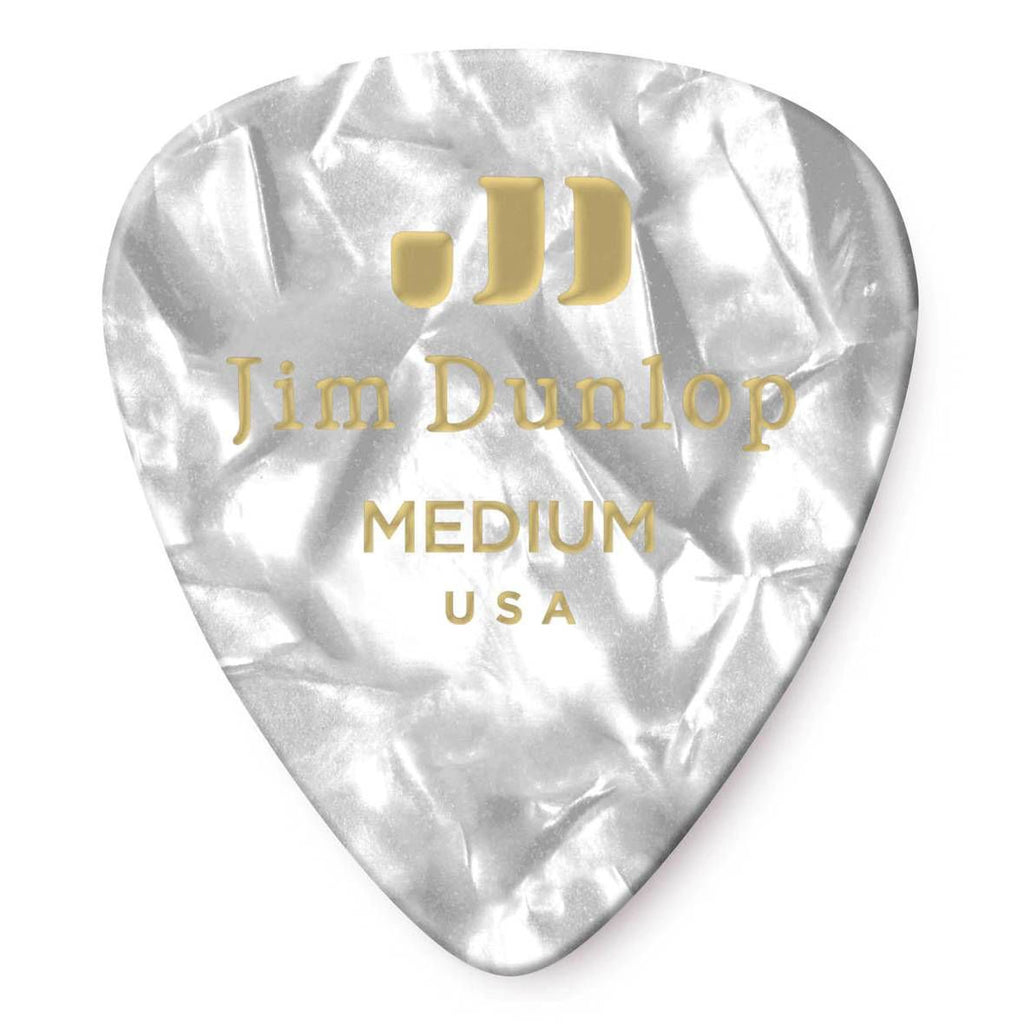 Jim Dunlop Celluloid White Pearl Medium Guitar Pick Player Pack - 12 pack