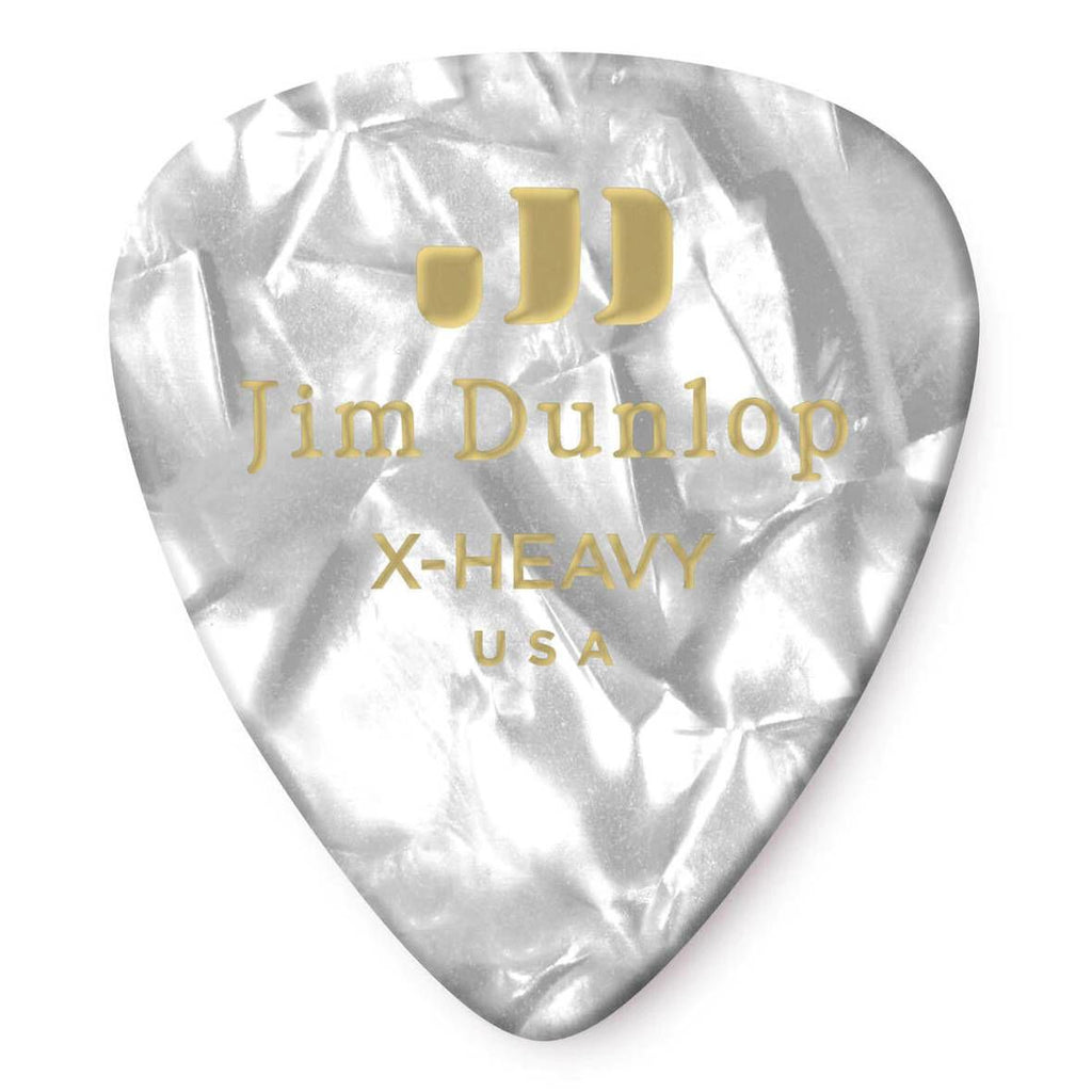 Jim Dunlop Celluloid White Pearl Extra Heavy Guitar Pick Player Pack - 12 pack
