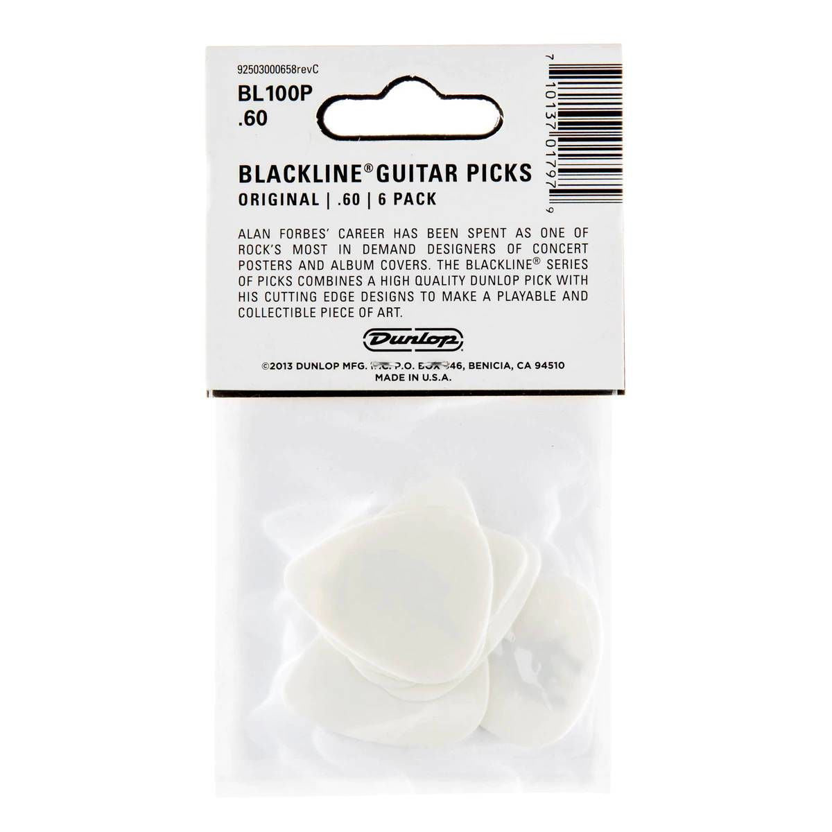 Jim Dunlop .60mm Blackline Guitar Pick Player Pack (6 in a pack)