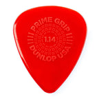 Set of 12 Jim Dunlop Prime Grip Delrin 500 guitar picks, 1.14 mm thickness, featuring textured grip for comfortable strumming.