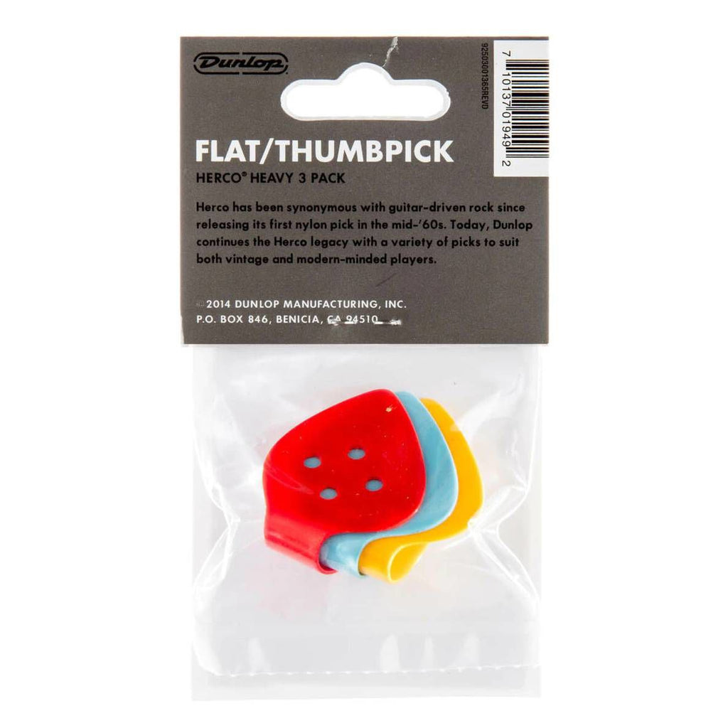 Jim Dunlop Herco Heavy Thumbpicks Guitar Pick Player Pack - 3 pack