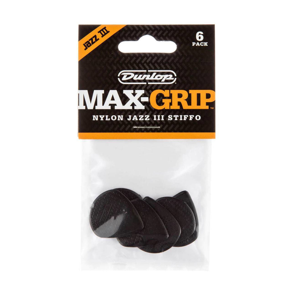 Jim Dunlop Jazz III Maxgrip Nylon Stiffo Guitar Pick Player Pack
