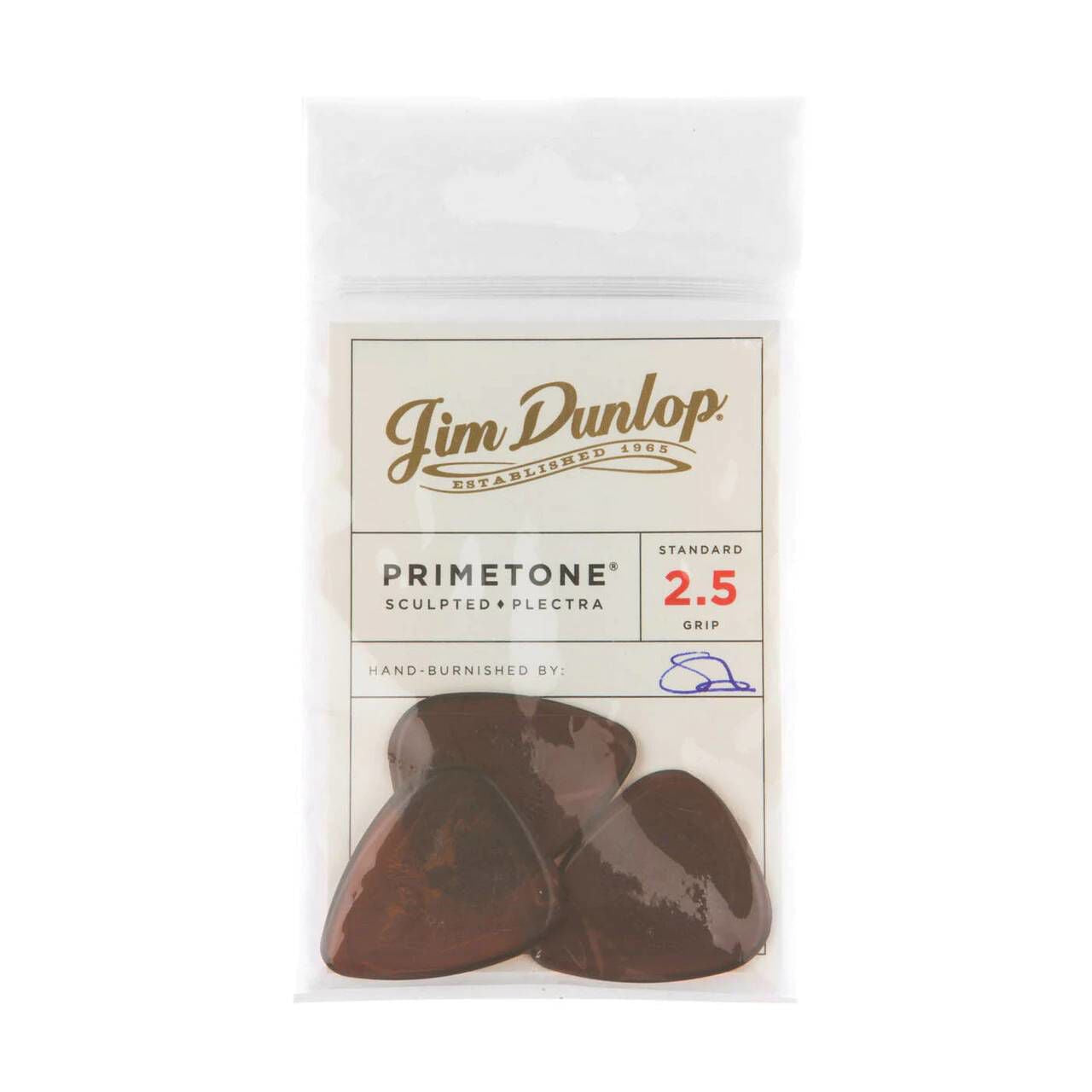 Jim Dunlop 2.5 mm Primetone Standard with Grip Guitar Pick Player Pack - 3 pack