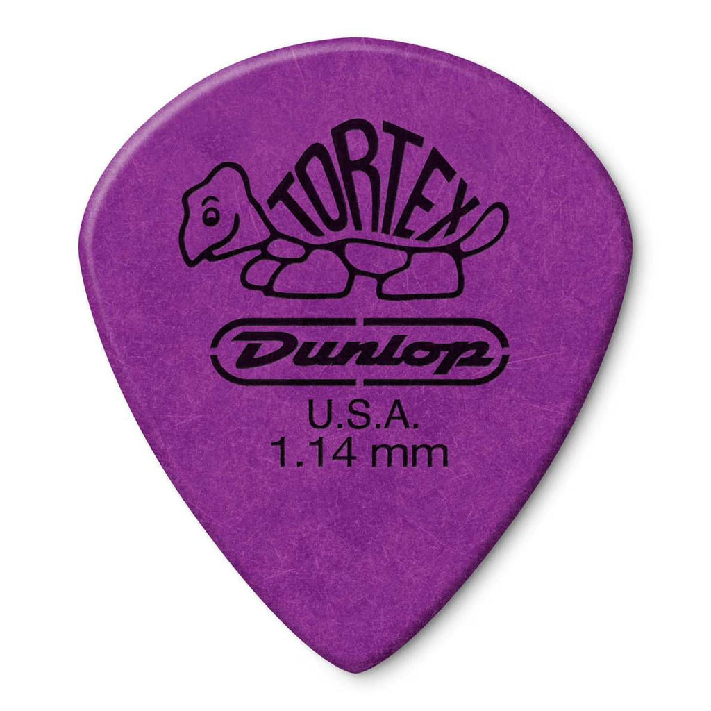 Jim Dunlop Tortex Jazz 3 XL guitar picks, 1.14mm, in a pack of 12, shown in a close-up image.