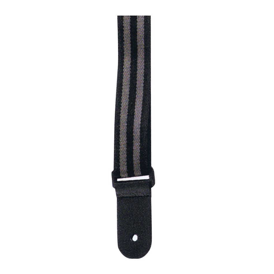 XTR LS300 Poly Web Ukulele Strap in Black and Grey Stripes
