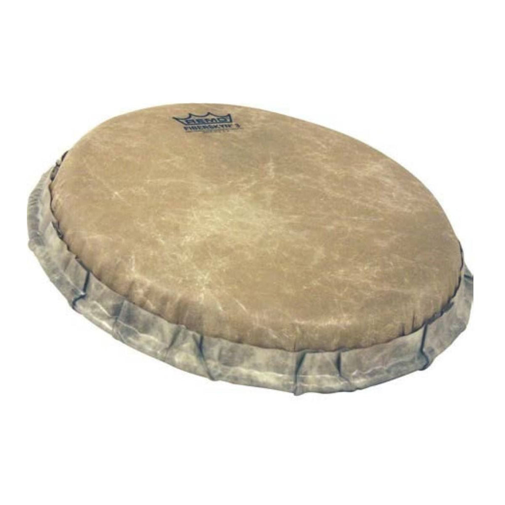 Remo Tucked Fiberskyn 11-inch conga drum head, showing textured surface and brand logo on the drum head.