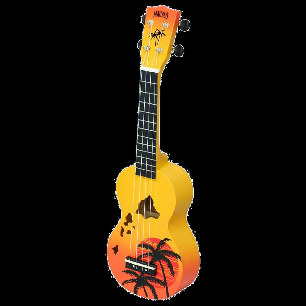 Mahalo Designer Hawaiian Palm Tree Ukulele - Orange Burst