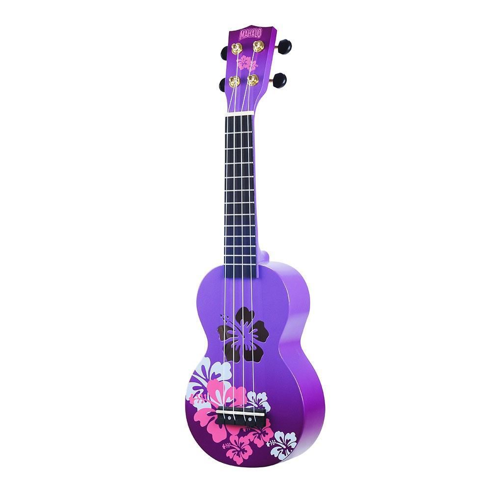 Mahalo Designer Hibiscus Ukulele Purple Burst