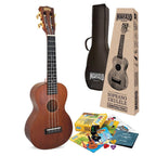 Mahalo MJ2TBRK Java Series Concert Ukulele with Essentials Accessory Pack in Transparent Brown