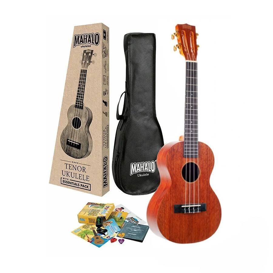 Mahalo MJ3TBRK Java Series Tenor Ukulele with Essentials Accessory Pack in Transparent Brown