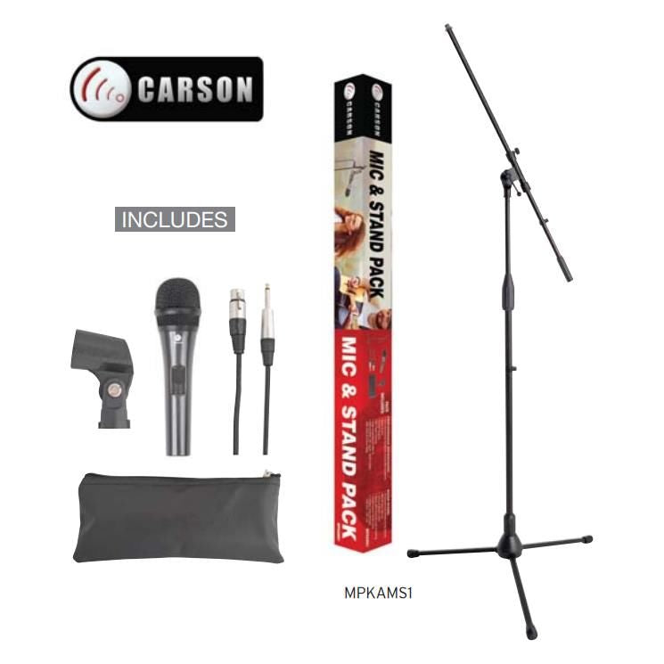 Carson MPKAMS1 Microphone & Stand Package with Cable & Accessories