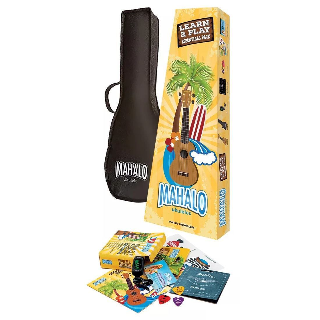 Mahalo MR1RDK Rainbow Series Ukulele Essentials Pack in Red