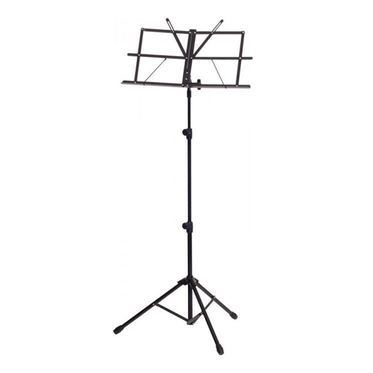 Black Xtreme MS75 lightweight music stand with adjustable tray and carrying bag, perfect for musicians and performers.