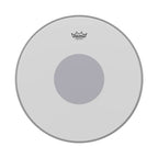 Remo Powerstroke 3 coated 20-inch bass drumhead with black top and no stripe, bottom view, suitable for drum set components.