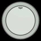 Remo Powerstroke 3 Clear 26-inch bass drumhead, drum head with a smooth clear surface and brand logo, mounted on a bass drum.