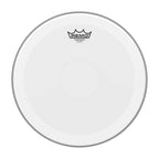 Remo Powerstroke 4 coated clear dot 14-inch drumhead for drum set, featuring durable coating and clear central dot design.
