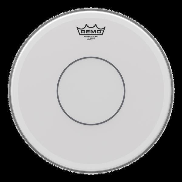 Remo Powerstroke 77 coated 12-inch drumhead with logo and textured surface, designed for drum set percussion.