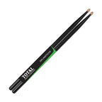 Total Percussion 5A black wood tip drumsticks shown, standard size sticks for drumming and percussion playing.
