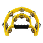 Mano Percussion 9x6inch Double Half Moon Tambourine with 20 Pairs of Jingles in Double Row - Yellow