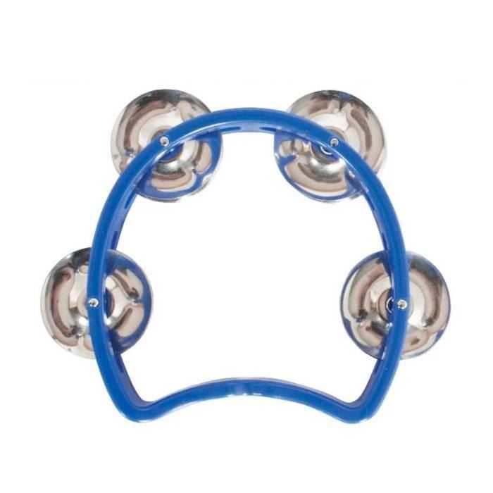 Blue Mano Percussion TMP26BL 3-inch Junior Tambourine with metal jingles, hand percussion instrument for kids or beginners.