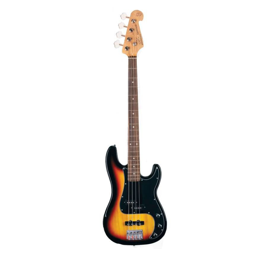 SX Essex PJ 4-String Bass Guitar Pack in 3 Tone Sunburst