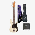SX Essex & Laney 4/4 Bass Guitar Pack in Vintage White (VEP34VWH Bass & Laney Bass Amp)
